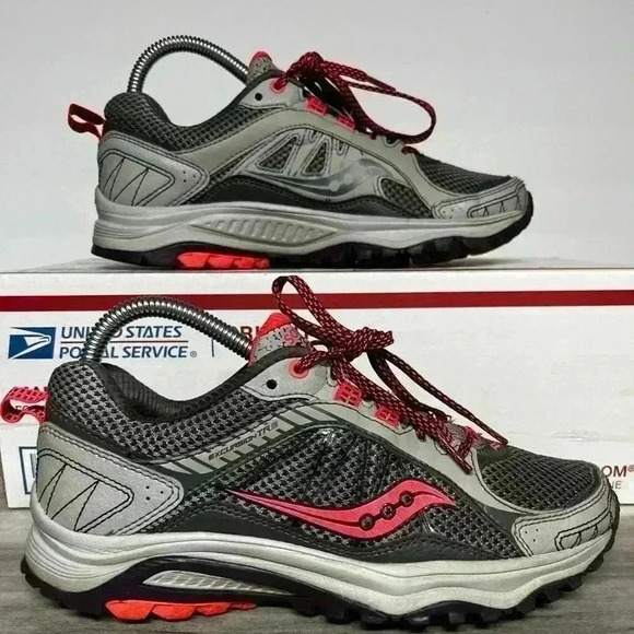 Saucony Excursion TR9 trail Shoes Womens 7 Gray Pink cute comfy running hiking - Picture 1 of 8